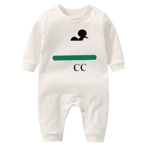 In stock Newborn Baby Rompers Girls and Boy Long Sleeve Spring Cotton Clothes Brand Letter Print Infant Romper cartoon pattern Children Ourfits 0-18M