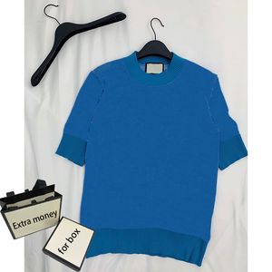 Moda Kadın Örmek Klasik Mektup Baskı Tops Ekseder Boyun Kısa Kollu Rahat Tasarım Kızlar Yaz Örme Tees Çeşitli Renk Stilleri T-shirt