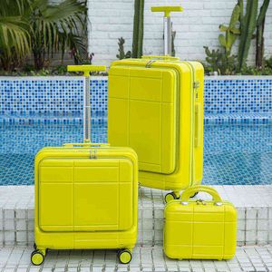 '' Calowa walizka podróżna na kołach noś nasz zestaw bagażu z torbą na laptopa Rolling Cable Trolley Case J220708 J220708