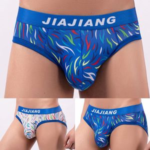 Underpants Men Sexy Print Ice Silk Bulge Pouch Breifs Stretch Comfortable Underwear Thong T-back Convex UnderpantUnderpants