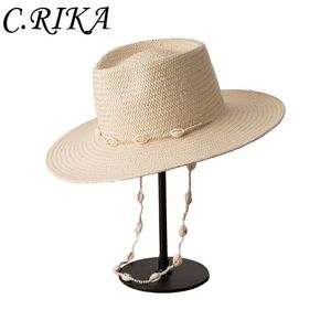 Kabuk Şapka toptan satış-Yaz boyun zinciri güneş şapkası moda basit retro kabuk zinciri saman caz şapkası açık seyahat güneş kremi gölge saman şapka