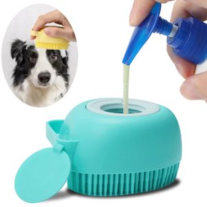 Banyo köpek tımar köpek banyosu fırça masaj eldivenleri kediler için şampuan kutusu ile evcil hayvan aksesuarları ile yumuşak güvenlik silikon tarak c0708g01