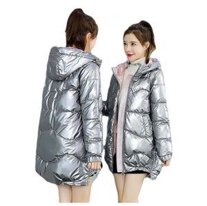 2022 새로운 겨울 재킷 파카스 여자 광택 다운 코튼 재킷 후드 파카 따뜻한 암컷 패딩 재킷 캐주얼 아웃복
