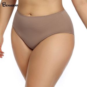 Beauwear Large Size Women's Seamless Panties with Spandex Solid Ultra-thin Ice Silk Plus Size Briefs Big Underwear 220512