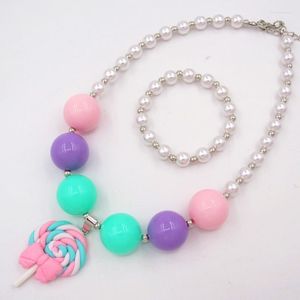 Wholesale jewelry set for kids for sale - Group buy Earrings Necklace Set Child Chunky Beads Necklaces Colorful Toddler Girls Pearl Bubblegum Bracelet Jewelry Set For Kids Gift Hono22