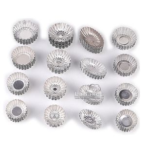 10pcs/lot Çeşitli dalgalı yivli kenar yuvarlak çiçek oval tekne şekli alüminyum tart kalıp jöle puding fincan kalıp tavalar diy pişirme aracı 0616