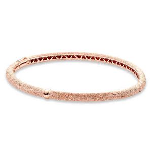 2020 NEW 925 Sterling Silver Rose Gold Matte Brilliance Bangle Bracelet Charm Bead Fit DIY Jewelry Set Gift wholesale AA220315
