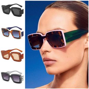 Steampunk Sunglasses Oversize Frame Sun Glasses Unisex Goggles Anti-UV Spectacles Rice Nails Eyeglasses Rectangle Ornamental A++