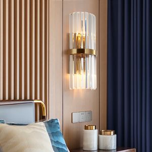 Modern Clear Crystal Wall Lamps Luxury LED Sconces Gold Wall-mounted Lights for Hallway Corridor Living Room Bedside Home Decor