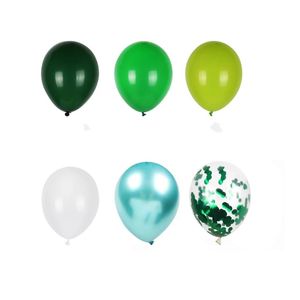 Impreza 40pcs Zielone balony Zestaw Chrome Metallic Confetti Ballon Jungle Safari Animal urodziny Dekoracja
