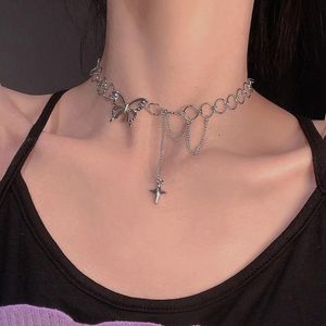 Hänghalsband ins kall stil vänskap halsband trend nisch design krage fjäril kvinnlig klavikelkedjedesigner smycken för kvinnorpen