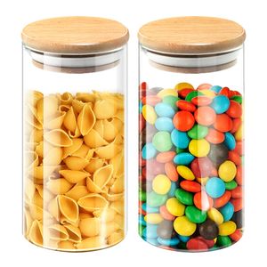 Glasspeicherglas Küche Kanister Lebensmittelablagerungsgläser Behälter mit luftdichtem Bambusdeckel