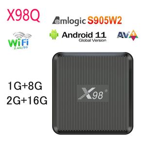 X98Qスマートテレビボックスアンドロイド11 AMLOGIC S905W2 2GB RAM 16GBサポート2.4G 5GデュアルWIFI 4K YouTubeメディアプレーヤー1G 8G X96 MINI