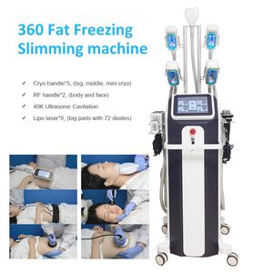 Nowy Cryo Odchudzanie Fream Makered Machine Cryoterapia 5 Uchwyty zamrażające Rzeźbianie Lipo Laser 40K Cavitation Body Slim Udogodnienia kosmetyczne