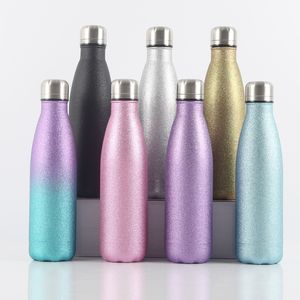 17oz Glitter Water Bottle Bottle Double Partle Isoled Cola Garrafas Glitter Todbler BPA Free Metal Metal lindo Viagem Copele Copo Coating Sparkle