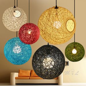 Lâmpadas pendentes Rattan Ball Lights Nordic Wicker Lamp Suspension for Living Room Foyer Bar Coffee Shop FixturesPenda