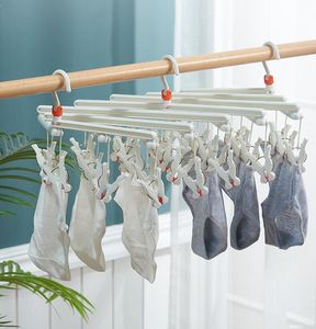 Clip-Kleiderbügel, faltbarer Kunststoff-Trockenbügel für Unterwäsche, Socken, BHs, Dessous, Kleidung. Hochwertige Kleiderbügel mit 14 19 29 Clips