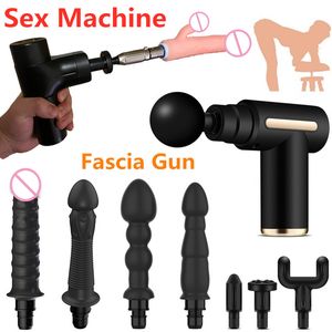 Sexy Machines Set Fascia Massage Gun Head Adaptador Vibrador Estimulação vaginal Orgasmo Dildos Pênis Mulheres Masturbator Gay Brinquedos