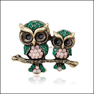 Wholesale owl pins brooches for sale - Group buy Pins Brooches Jewelry Large Bird Owls Crystal Enamel Antiques Bouquet Owl Brooch Pin Scarf Clips Drop Delivery Imizg