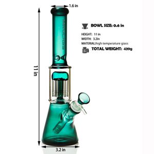 Hookah glass bong water pipe 2022 new 11in three color beaker bongs ice catcher thick material for smoking with 14 mm glass bowl best quality O