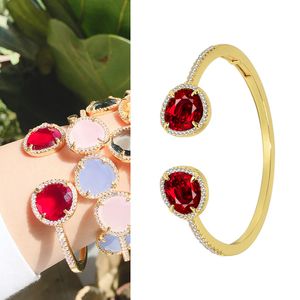 Women's Hand Bracelets for Women Gemstone Red Stone Cuff Bangle Fashion Designer Jewelry Costume Accessories Cuff Banlges Christmas Gift Female Party Girls On Hands