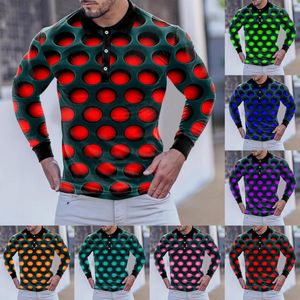 Conjunto de camisas de polos masculino masculino Moda Casual Sports abstrato impressão digital Botão de lapela