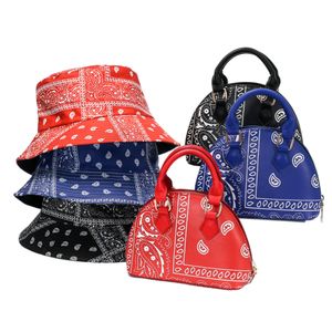 Shell Bags Custom Women Trendy Small Ladies Unika Purses och Handväskor Cashew Print Bucket Hat och Bag Set