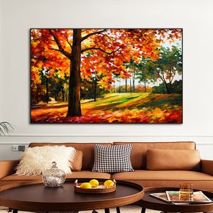 Nowoczesne abstrakcyjne obrazy olejne Lasowe drzewo krajobrazowe Obrazy płótna Wystrój ściany obraz Art 100% ręcznie malowany bezpłatny statek