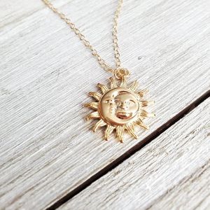 Hänge halsband Rose Gold Moon och Sun Charm Sunburst Halsband Böhmen smycken rostfritt stål kedja vänskap vän gåvor bffp till