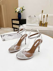 Designer wedding high-heeled sandals slippers silk10cm narrow band toe clipped sandals top fashion matching with various clothes women's Party We dding 34-42