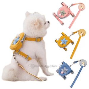 Hund Harness and Leases Set Cute Starfish Dog ryggsäck Pet Knapsack för små hundar katt chihuahua poodle husdjur levererar grossist b132