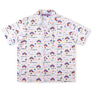 Camisas de botão camisetas homens homens mulheres de alta qualidade camiseta estampada de arco -íris de manga curta 22FW