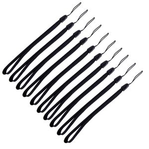 10pcs/set cordangola filo da polso cinghia di protezione nera protezione da selfie torcia per la corda del telefono pino mobile stick mobile