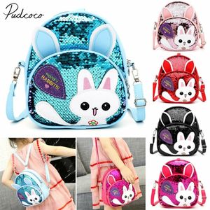 Acessórios para bebês bling adorável garoto mochila 3d de desenho animado crianças meninas lantejoulas de gato escolar 220630