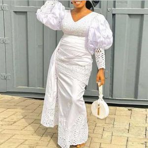 Roupas étnicas Vestidos Africanos para Mulheres Branco Elegante Moda Muçulmana Abayas Dashiki Robe Kaftan Longo Maxi Vestido Marroquino Turco África