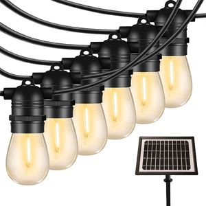 Solar String Lights Outdoor Shatterproof Vintage Edison Bulbs 4 Modes Waterproof Patio Light for Backyard Patio Porch Cafe