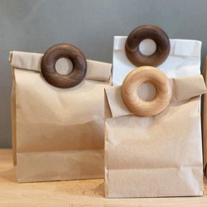 Hölzerne Lebensmittel-Versiegelungsklammer, Donut-Form, Snack-Beutel-Versiegelung, Kaffeebeutel-Klemme für Zuhause, Küche, Versiegelung, Aufbewahrung, hält Lebensmittel frisch LX4973