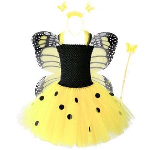 Abiti da ragazza Infantil Real Girls Tutu Dress Baby Fluffy Tulle con ala di farfalla Halloween Kids Party Costume Cosplay Abiti2-10YGirl's