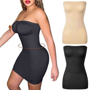 Women Shapewear Strapless Tube Slip Dress Mini Bodycon es for Seamless Top Slimming Underwear 220525