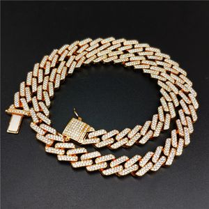 Iced Out-Ketten absolvierte für Männer mit Strass und Frauen Designer Gold Halskette Herren Hip Hop Bling Ketten Schmuck Kubanische Link Edelstahl