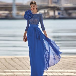 Kraliyet Mavi Gelin Elbiselerinin Annesi Üç Quater Sleeve Wedding Misafir Vestidos De Evliliği 326 326