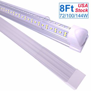 Apparecchio singolo integrato a forma di V T8, tubo a LED da 8 piedi, 10000 lm, luci da soffitto e sottopensile da negozio da 100 W, elettrico con cavo con interruttore ON/OFF integrato OEMLED