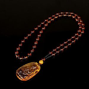 Pendant Necklaces Citrine Guardian Buddha Necklace With Beaded Chain For Men Women Jewelry Gift D88Pendant275o