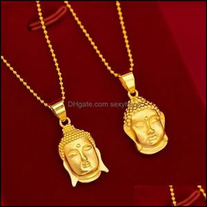 Kedjor halsband h￤ngar smycken nationella mode kvinnors forntida sm￥ buddha huvudh￤nge halsband vietnam guld pl￤terad 24k dh2a7