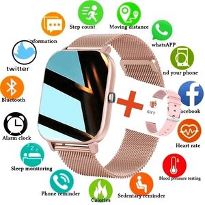 Smart Watch Uomo Donna Bluetooth Call smartwatch Uomo Sport Fitness Tracker Impermeabile LED Full Touch Screen per Android ios con scatola al minuto