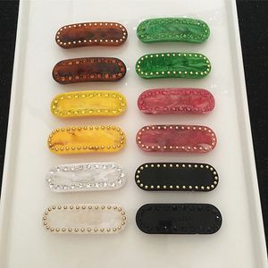 fashion luxury Hair Clips Barrettes girls personality letters designer colorful crystal acrylic hairclips hairpins brand box packing