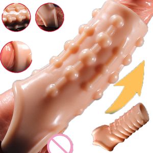 2 PCS Silicone Penis Enlargement Sleeve Cock Ring Lock Sperm sexy Products Delay Ejaculation Toys For Men