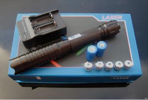뜨거운! 높은 전력 가장 강력한 슈퍼 블루 레이저 포인터 SOS 라져 손전등 5000m + 5 레이저 헤드 + 충전기 + 선물 상자
