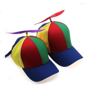 Boinas de helicóptero adulto hélice tampas de beisebol colorido capt de retchwork chapéu de bambu frianfly crianças meninos meninas pais-filho Capberets delm2