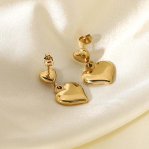 Dangle Chandelier Amaiyllis 14K Gold Light Luxury Simple Love Heart Earrings Retro Fashion Geometric Stud Jewelrydangle